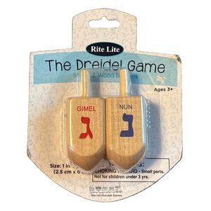 Hanukkah Rite Lite DR-16028 The Dreidel Game - 2 Large Natural Wood Dreidels